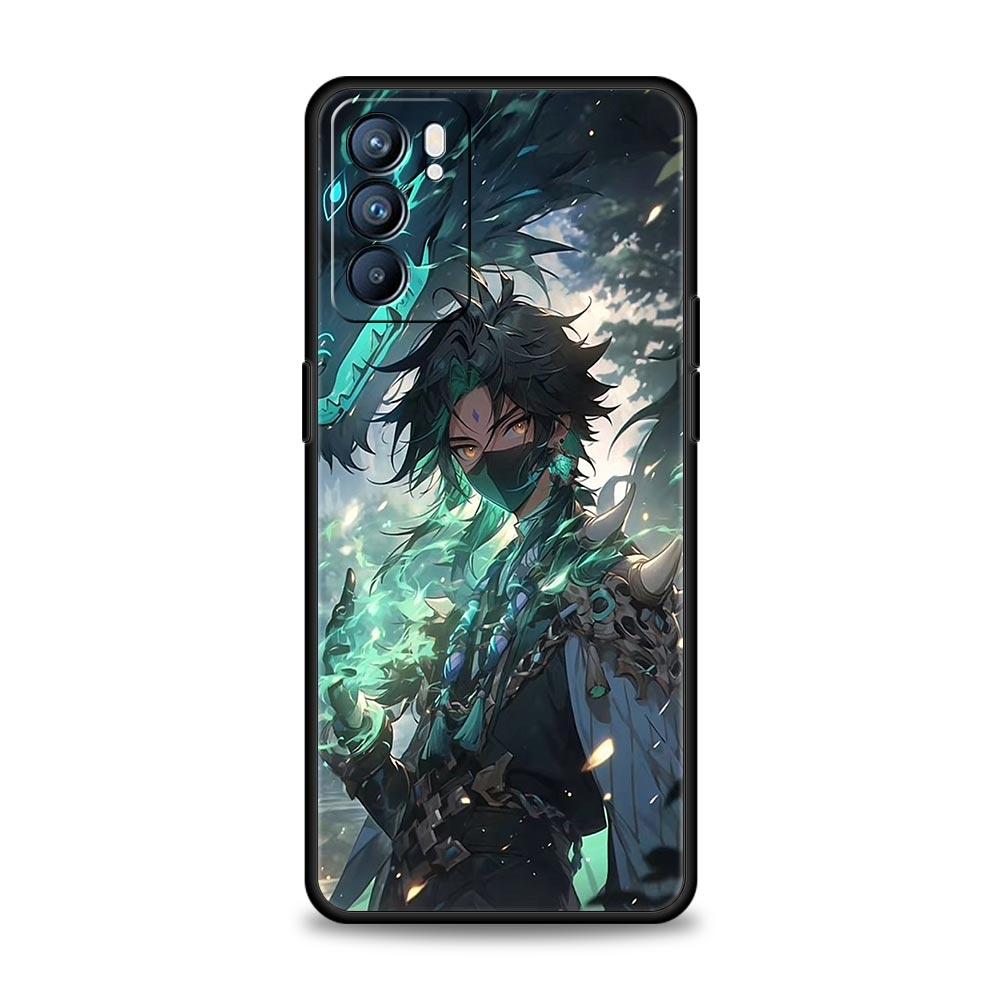 Case For Oppo A54 A53 A52 A9 A15 A95 A17 A16 A76 A74 A57 Find X6 X5 Reno8 Reno7 Reno6 Pro 5G Cover Genshin Impact Dragon Genshin