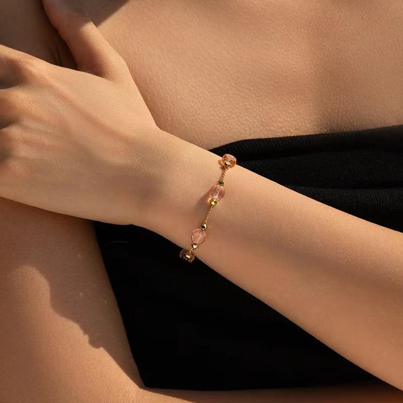 Ins Wind Colored Glass Diamond Bracelet Small Fresh INS Natural Simple Model, Dopamine Handmade Chain