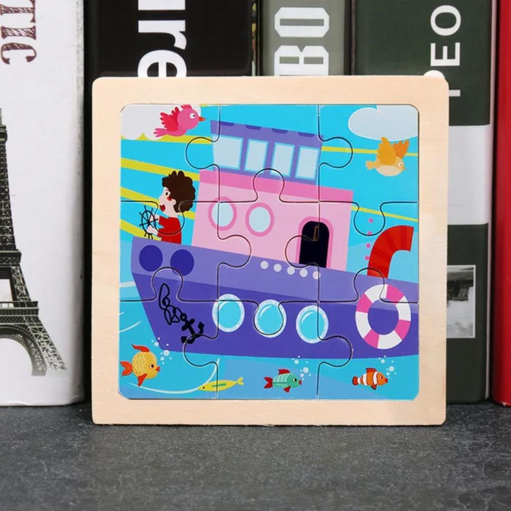 9pcs Small Size Wooden Puzzle Montessori Toys for Baby Jigsaw 3D Puzzle Board Game Educational Toys for Children Gift