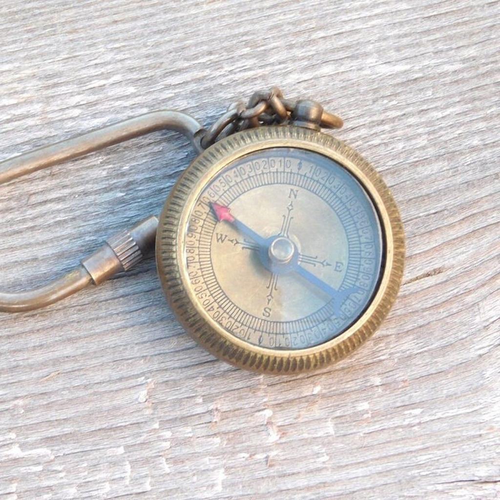 Personalized Engraved Brass Compass Keychain Custom Nautical Keyring Fathers Day Gift Corporate Gift Vintage Style Key Chain