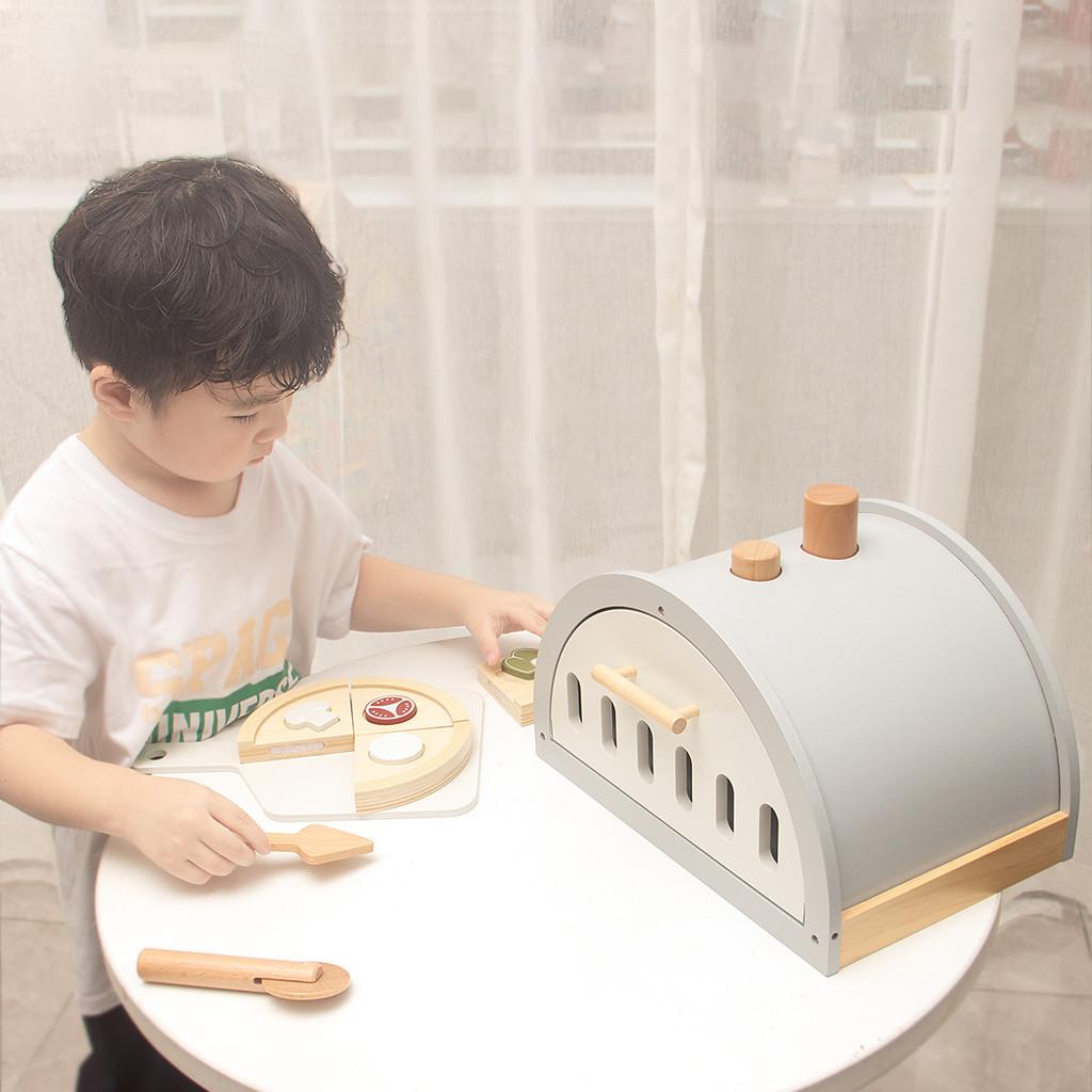 Wooden Fun Simulation Pizza Oven Model Children Toy Set For Role Playing
