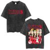Washed Vintage Anime Haikyuu Kotaro Bokuto T-shirt Retro Manga Oversized T Shirts High Quality Cotton T-shirts Unisex
