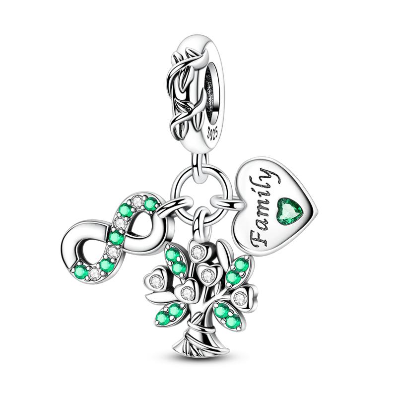 925 Sterling Silver Green Series Flower Tree Apple Pendant DIY Fine Beads Fit Original Charms Bracelet Women Jewelry Diy 1