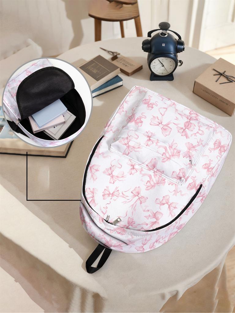 Bow Pattern Backpack, Model, Casual Travel Backpack, Lightweight and Simple Casual Travel Backpack