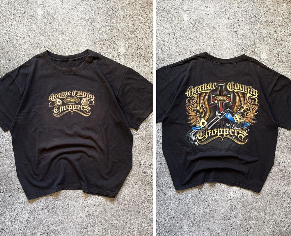 Винтажная унисекс футболка Orange County Choppers, выцветшая, потертая S