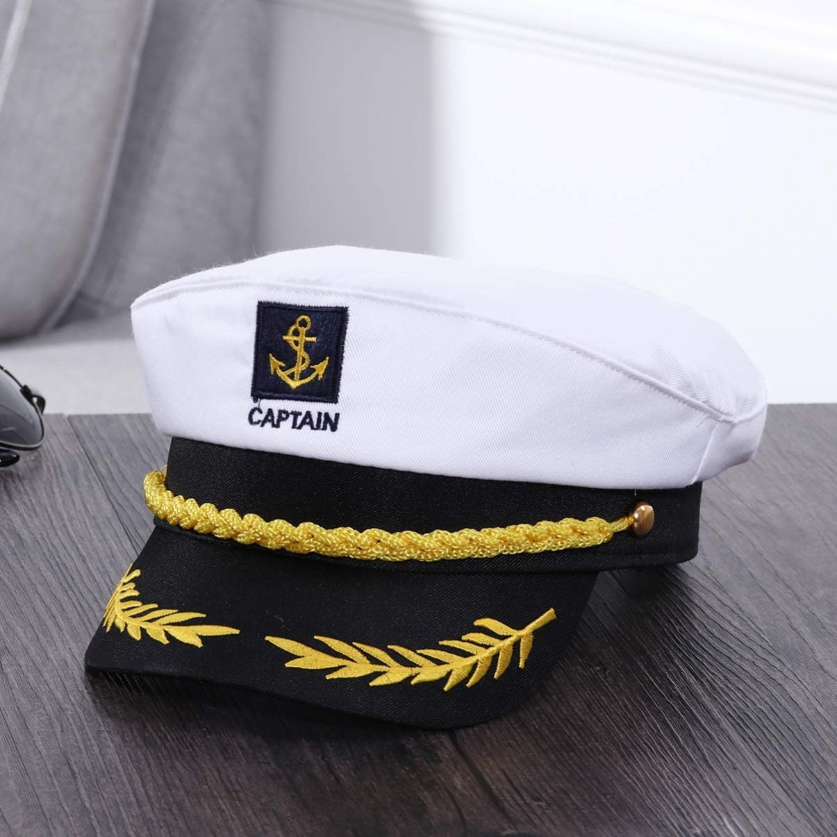 Captain Yacht Hat Boating Cap, Adjustable Sailor Marine Admiral Cosplay Hat for Men Women Kids Halloween Party Costume Accessories, White