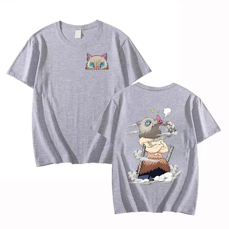 Demon Slayer Hashibira Inosuke Printed Short Sleeve T-shirt Men's and Women's T-shirt Men's Top Sports T-shirt Harajuku Y2K Tee