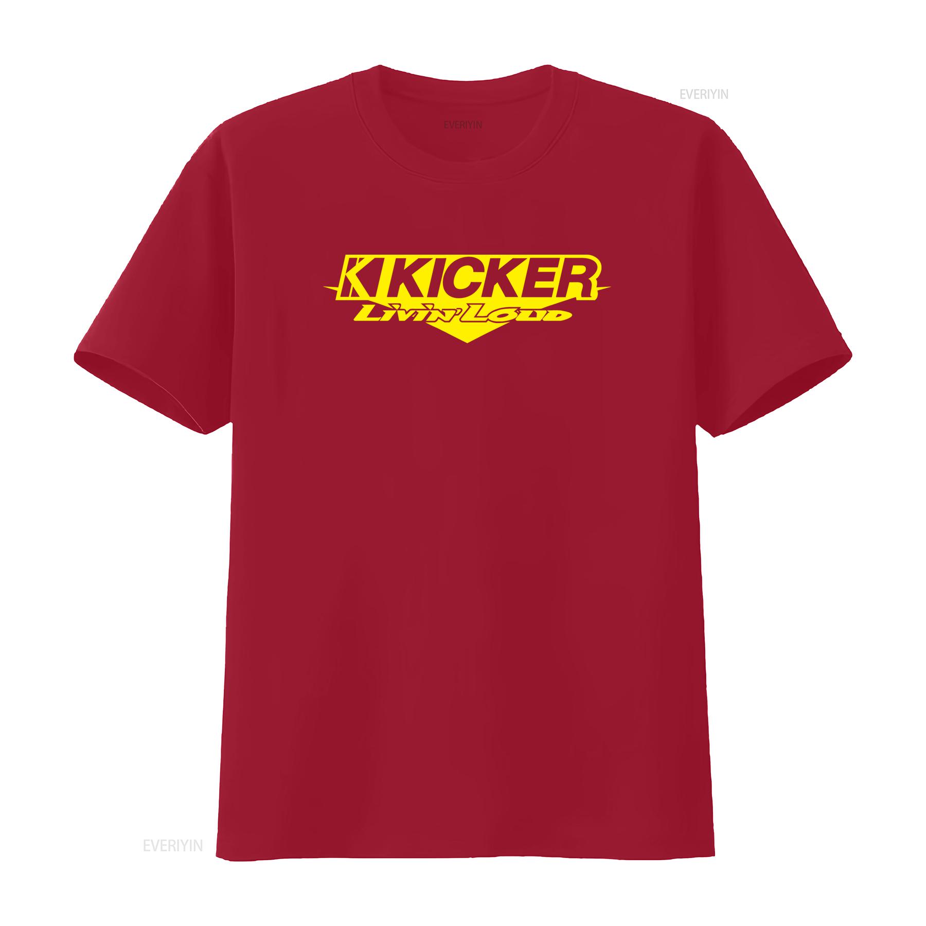 

Kicker Livin Loud Audio Logo T shirt Perfect for Car Enthusiasts Features Speakers Amplifiers Subwoofers Design vintage Washed S