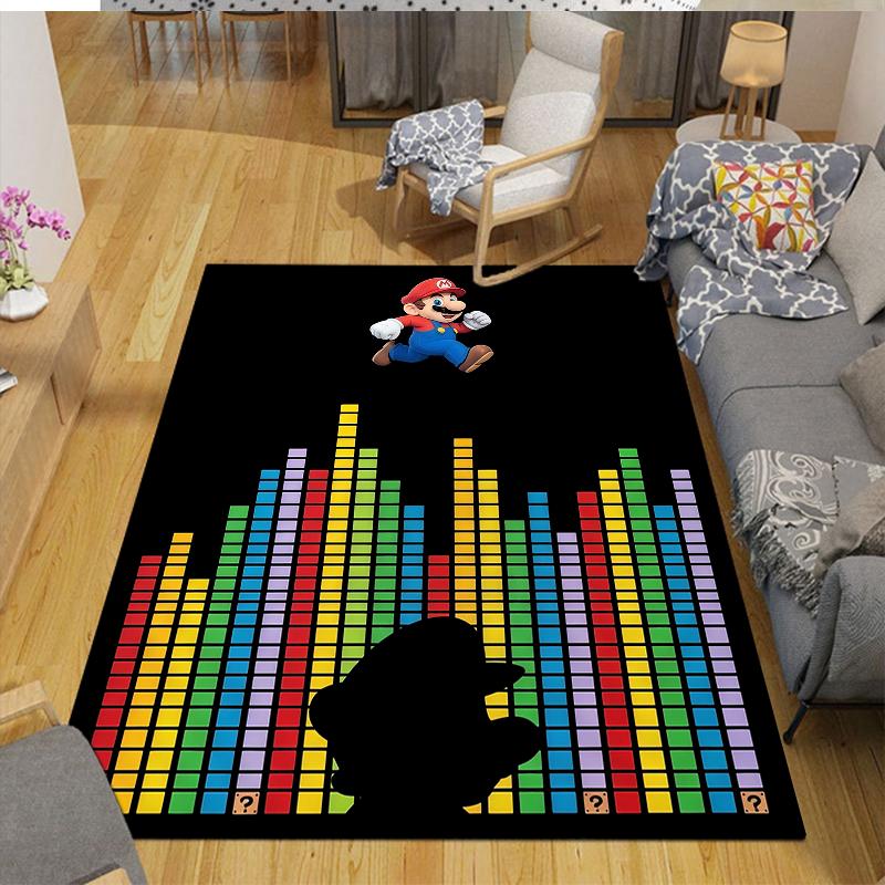 Mario Home Sofa Decoration for Living Room & Bedroom, Non‑Slip Play Flannel Floor Mat for Game Room