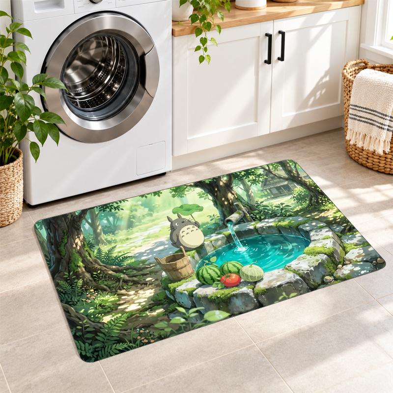 Flannel Kitchen Mat My Neighbor Totoro Soft Area Rug Non Slip Floor Carpet Home Decoration