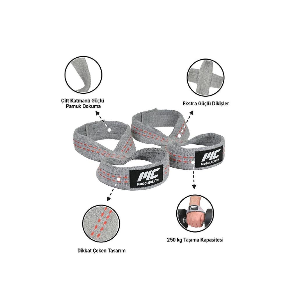 8 Loop Lifting Straps Gray (size L-xl)