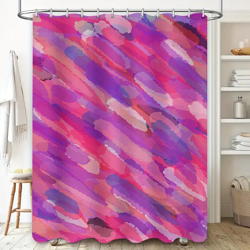 Modern Pink Bathroom Shower Curtain Set Watercolor Print With Rod Holders For Bathtub Decoration Decorations In Home Garden