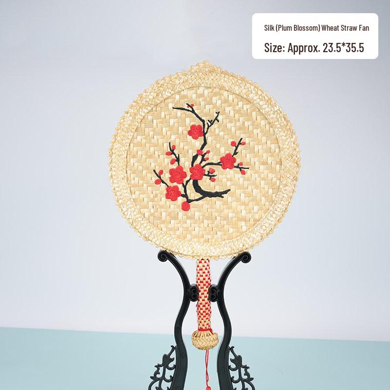 Large Durable Handmade Wheat Straw Palm Fan for Summer