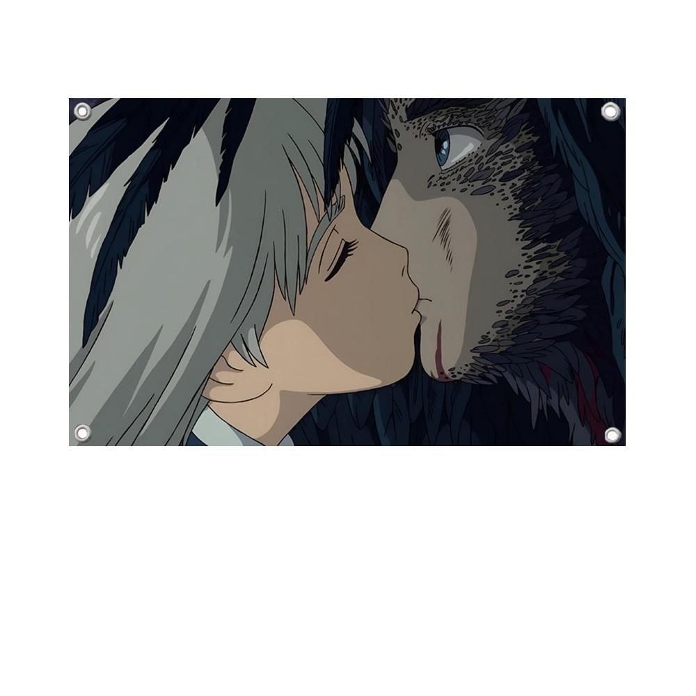 1PC Japanese Anime Heals The Heart Flag Banners Four Hole Flag Polyester Outdoor Decor Room Aesthetic