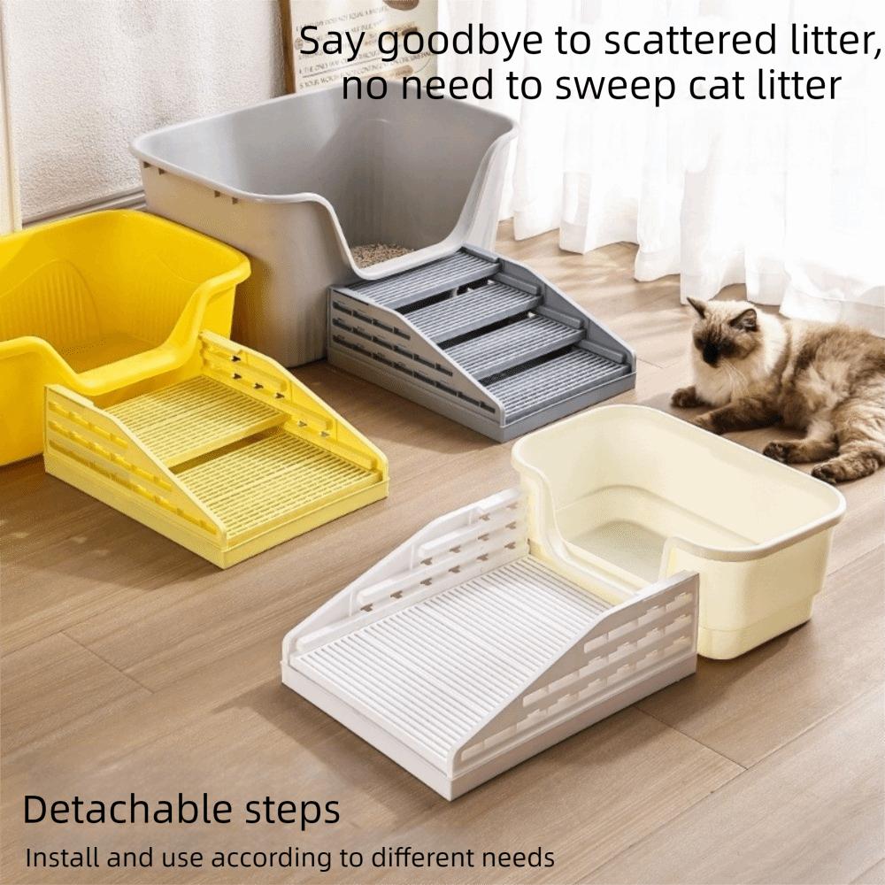 Waterproof Cat Litter Box Footrest Removable Cat Litter Box Ramp  Kitty Litter Basin