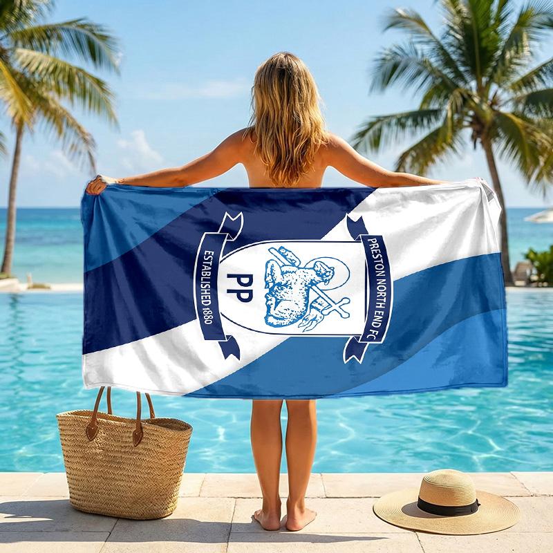 Asciugamano da Spiaggia Preston North End Football Morbido Microfibra Asciugamano Estivo Asciugatura Rapida Assorbente per Spiaggia Piscina Viaggio