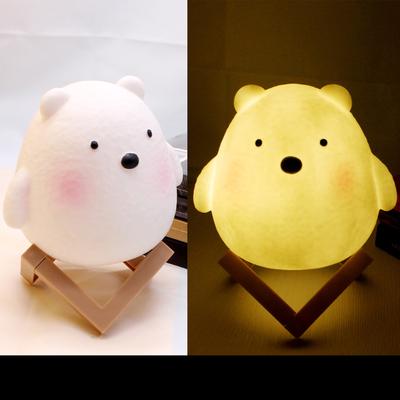 Night Light Silicone Cartoon LED Bedside Lamp Cute Animal Nightlight for Children BedroomBear
