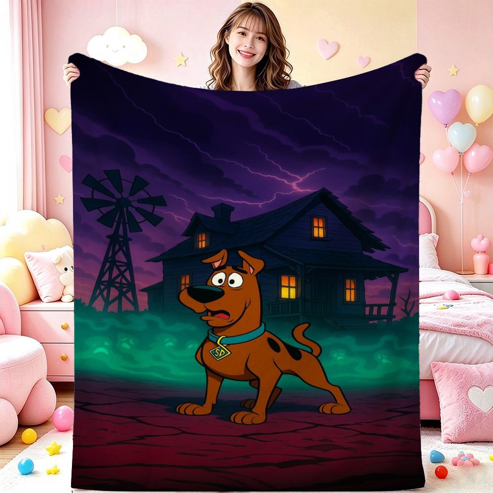 Cool Scooby Doo Flannel Printed Blanket Cozy Warm Fleece Blanket For Living Room Bedroom Gaming Room Lightweight Home Decor Valentine'S Day Gift