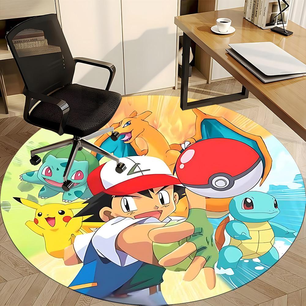 1pc Pokémon Chair Carpet for Office, Indoor Non Slip Washable Polyester Fiber Carpet,