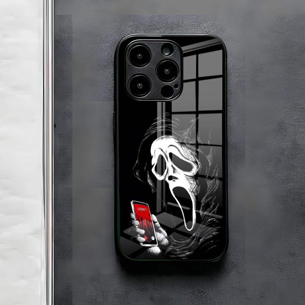 Ghost Face Scream Halloween Phone Case For IPhone 17 Air 16 E Pro Max 15 14 13 Mini 12 Pro 11 Max Plus Black Glass Cover