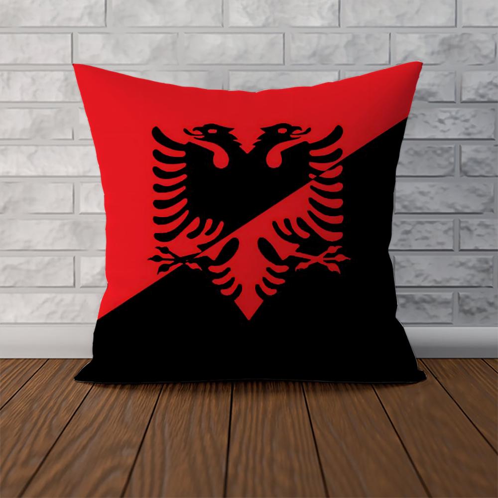 Albania Flag Pillow Case For Car Sofa Decorative Home Doublesided Print Plush Square Throw Pillow Cushion Cover