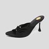Fashion New Designder Pleated Hollow Out Thin Low Heels Women Slippers Fashion Pointed Toe Party Dress Female Summer Shoes Zapatos Mujer