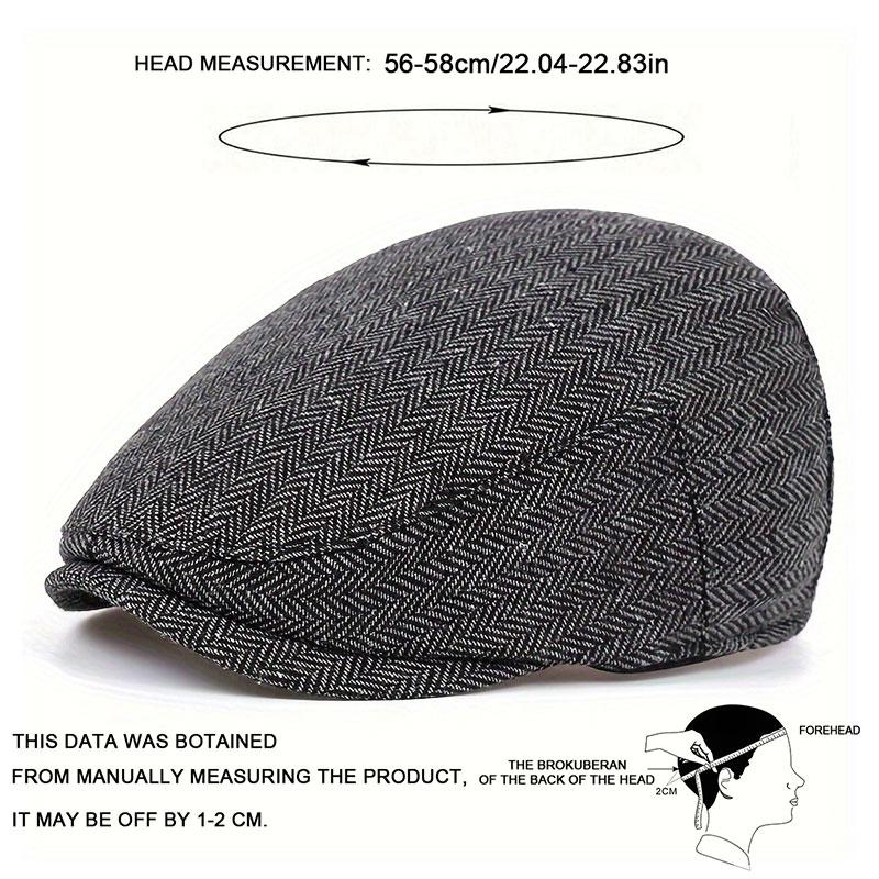 Herringbone Grid Style Beret Hat Fashion Outdoor Windproof and Cold Proof Hats Unisex Warm Cap Newsboy Caps