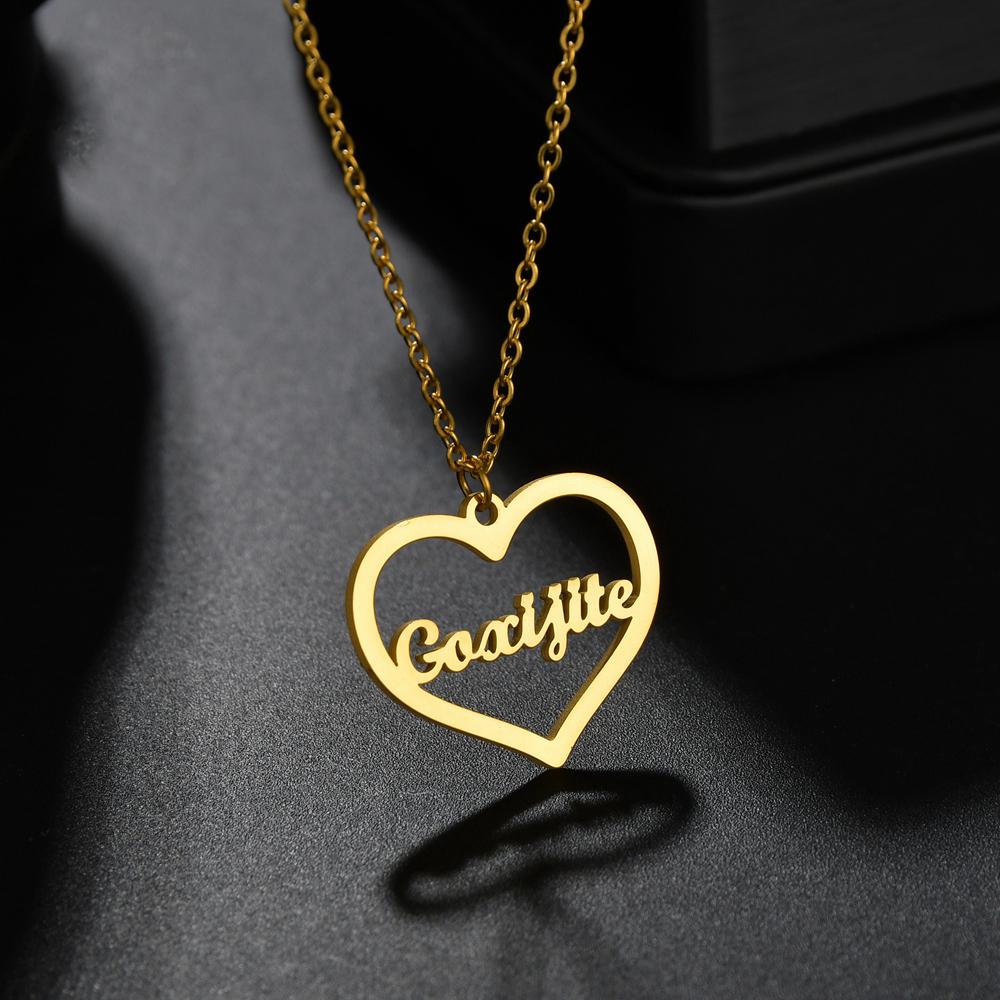Atoztide Custom Name Necklace Personalized Butterfly Fashion Stainless Steel Pendant Heart Letter One Hole Chain for Women Gift