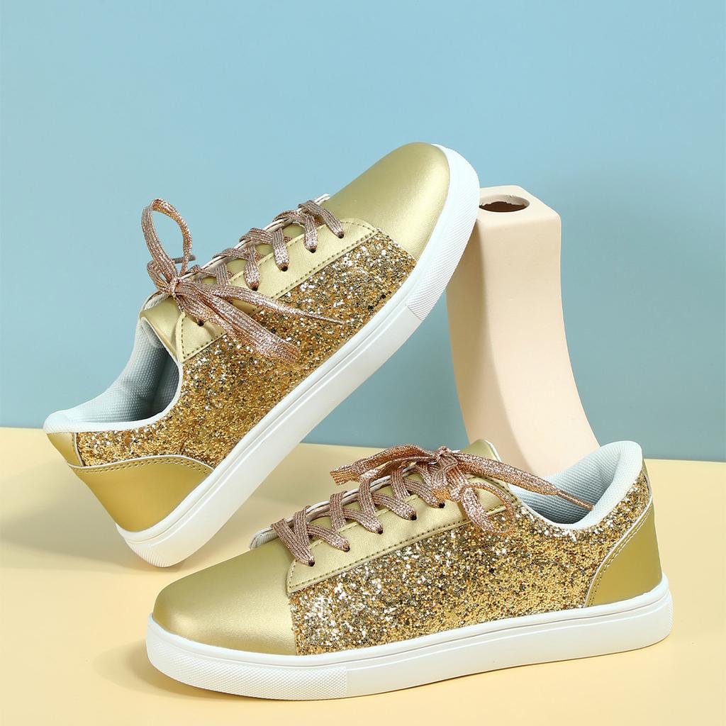 Scarpe Sportive alla Moda di Marca per Donna Oro Lucido alla Moda Sneakers da Corsa Femminili Scarpe Piatte con Zeppa Scarpa per Fitness all'Aperto Camminata Viaggio