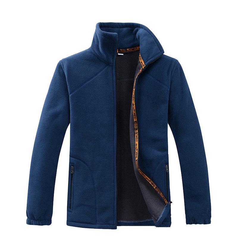

Мужская флисовая куртка на весну и осень: Повседневный, Свободный, Теплый, Кардиган больших размеров для среднего и пожилого возраста 5XL (185-210 jin) синий
