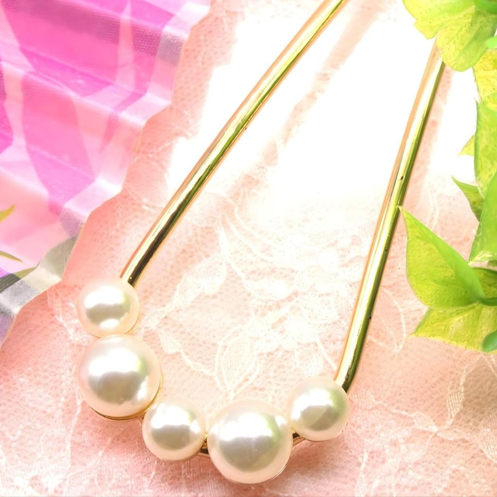 [Miaomyao] Miaomyao Hairpin (Kanzashi) U-shaped Hair Ornament with Pearl and Flower Design for Weddings, Parties, Kimono, Dresses, Furisode,