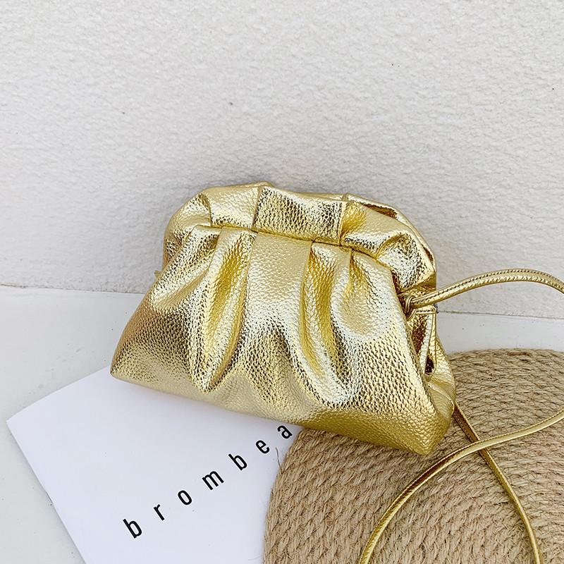 Небольшая роскошная вечерняя сумка Bagen s Leather Silver Cloud Bag Женская золотая сумка — фото 8