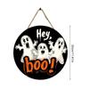 Halloween Ghost Door Sign Wooden Ghost Welcome Sign Spooky Decorative Sign for Home Holiday Yard Wall Decor