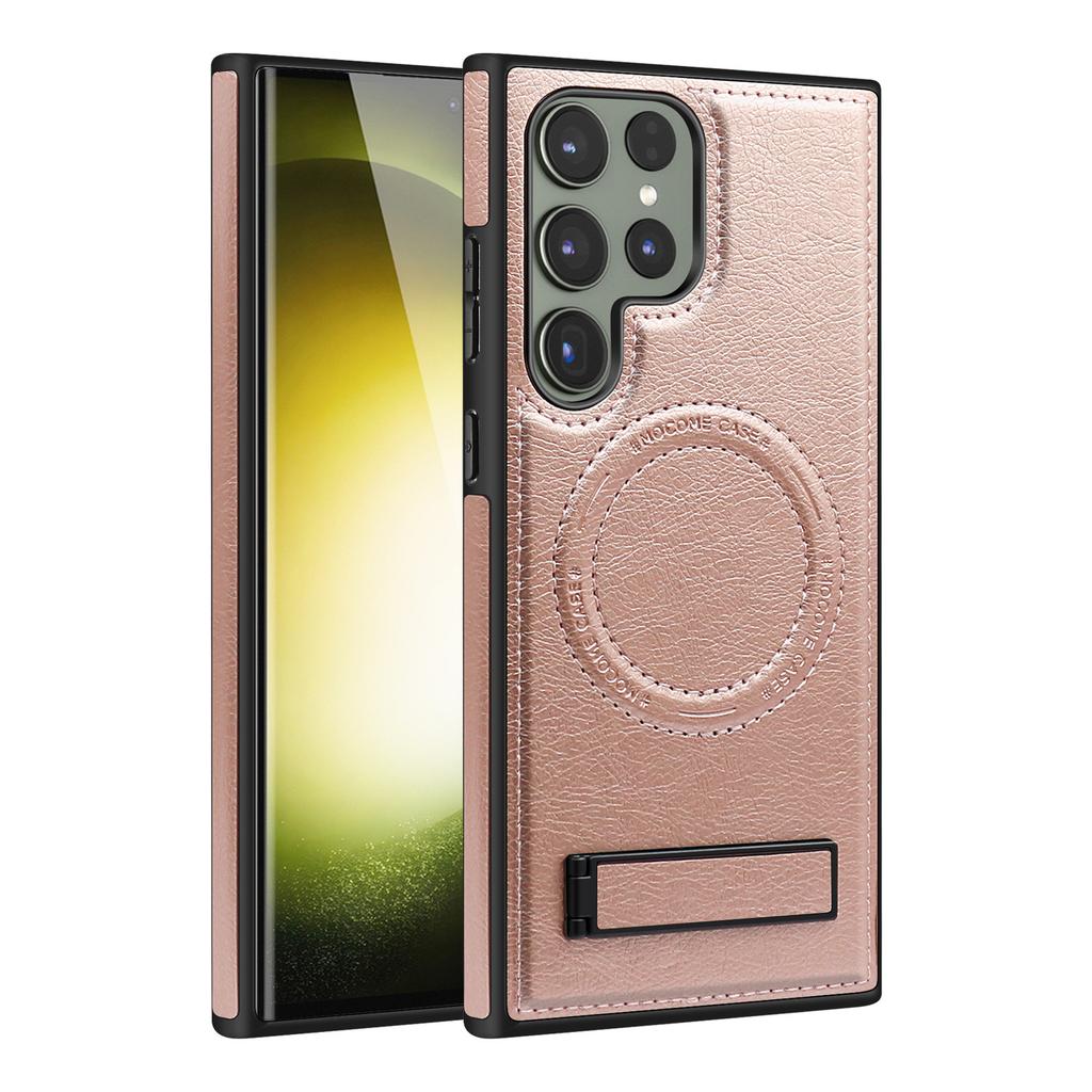 Suitable for Samsung S24 Ultra Mobile Phone Case S23Plus Bracket S22 Magnetic Magsafe Leather Case