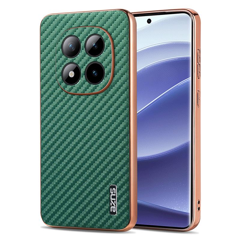 Luxury Skin Feel Carbon Fiber Pattern Electroplated Frame Phone Case for Redmi Note 15 14 Pro Plus 13 K80 K70 Shockproof Cover
