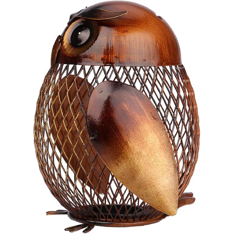 Tooarts Металлическая копилка-копилка в форме совы, ручная работа, ремесло, искусство