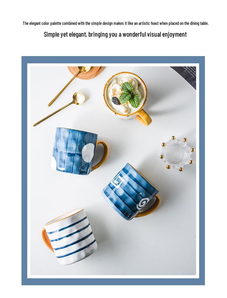 Retro Japanese Ceramic Mug with Lid, High-Temp Resistant, Large Capacity, Ideal Gift for Couples