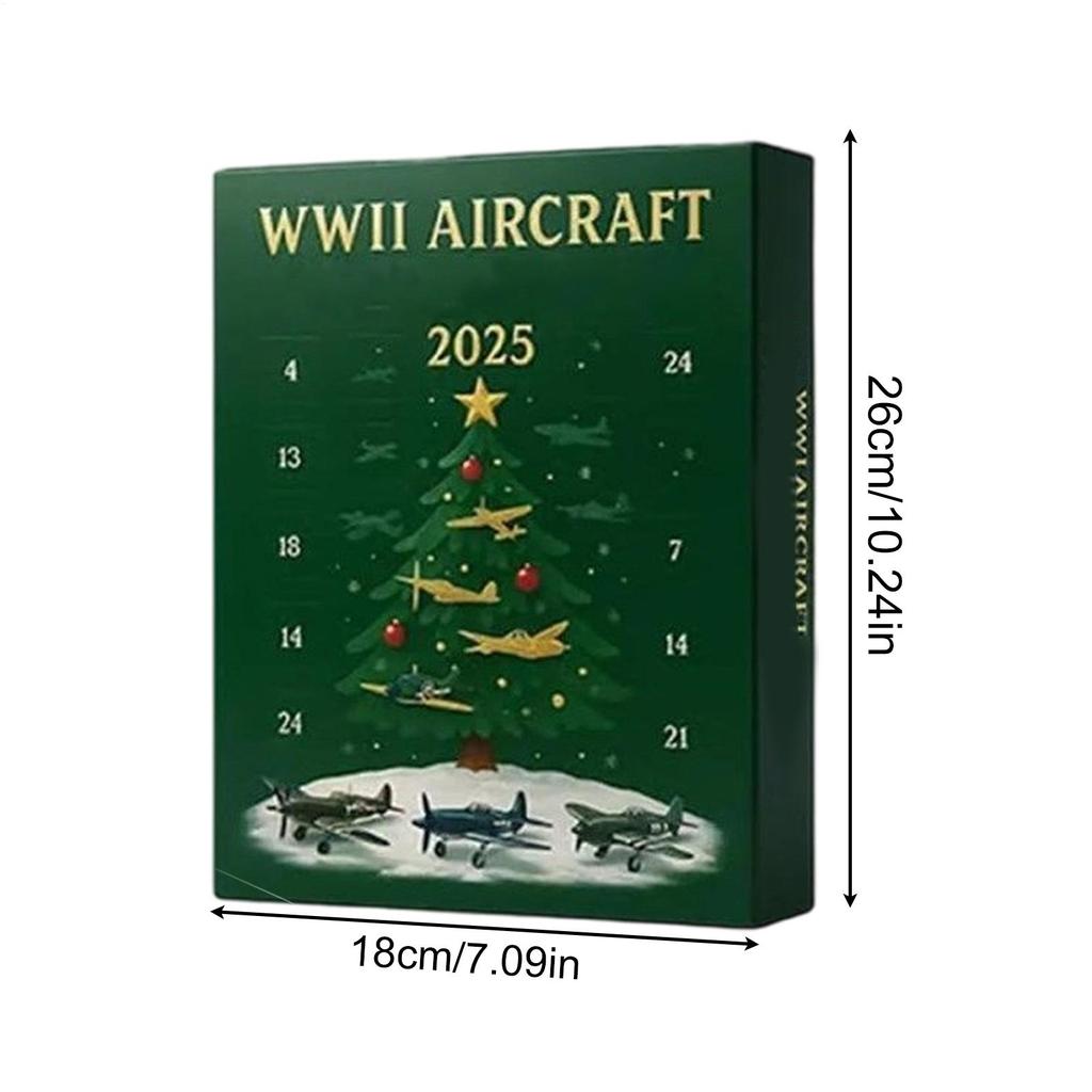 Christmas Countdown Calendar 24 Days Aircraft Calendar Advent With 24 2D Warbirds Christmas Pendant Acrylic Decorative Charm