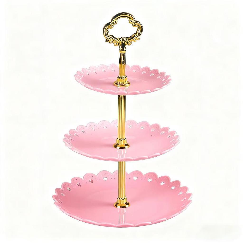 Three-Tier European Dessert and Snack Stand – Plastic Fruit, Cake, and Candy Display Plate for Weddings and Parties