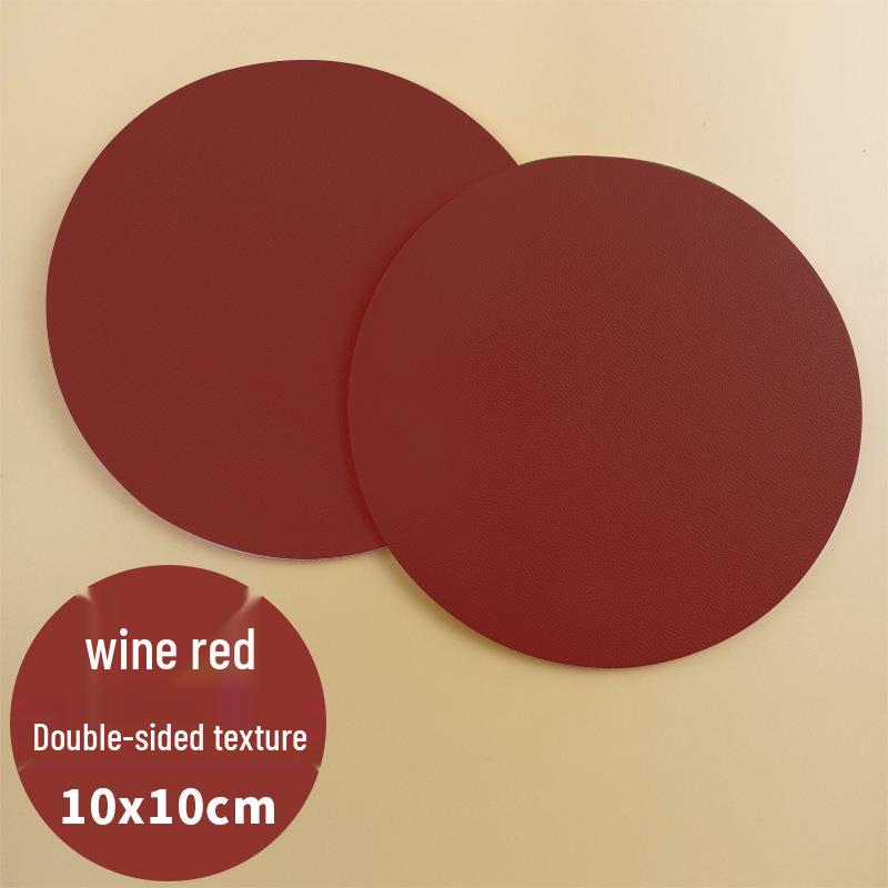 Cross-Border Double-Sided PU Leather Waterproof Non-Slip Coasters - Customizable Corporate Logo Insulation Pads