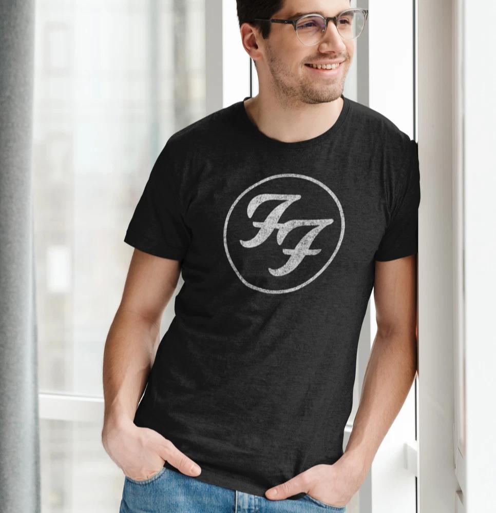 F FIGHTERS Logo Black TShirt  light Polyester tee  Alternative rock Festival XL