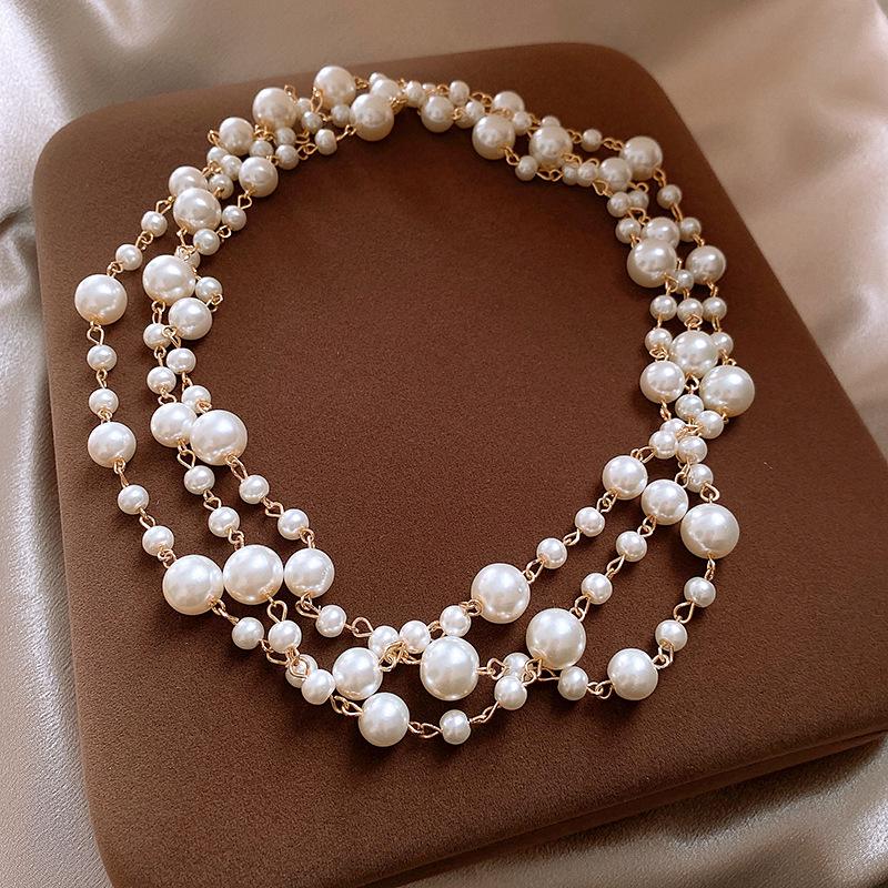 Vintage French Pearl Sweater Necklace: Elegant, Extra-Long Design for Versatile Fashion
