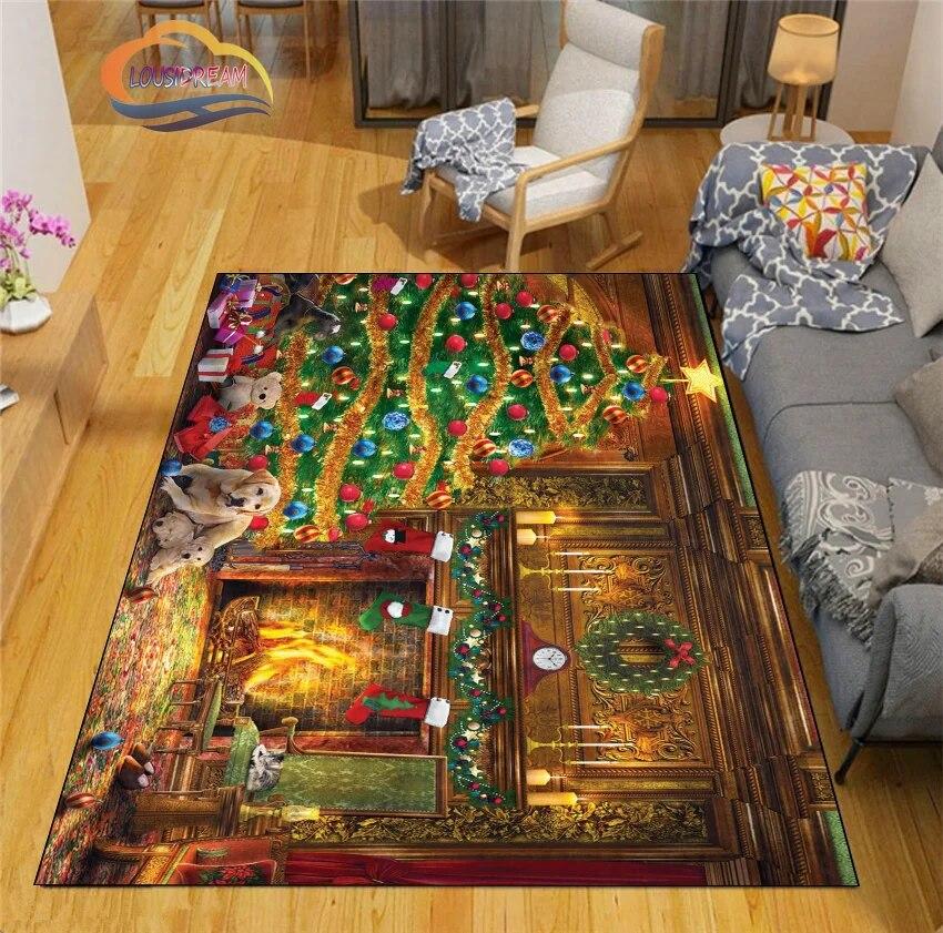 3D Printed Christmas Floor Mats Carpet  Santa  Fashion Bedroom Mat Living Room Office Children  Home Decor
