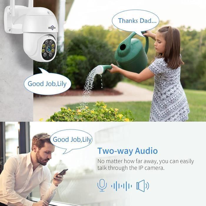Hiseeu 3mp hd ptz caméra de surveillance wifi avec vision nocturne couleur