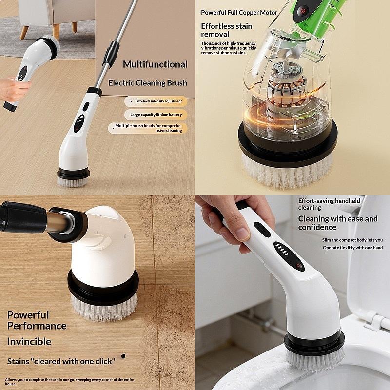 Electric Cleaning Brush Powerful Handheld Multifunctional Bathroom Kitchen Car Glass Scrubber