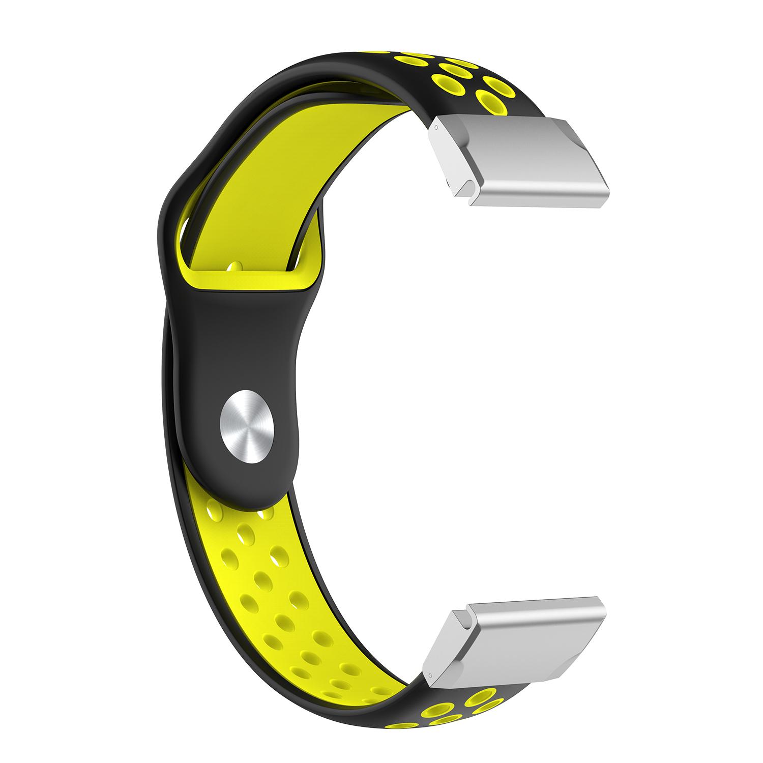 

For Garmin Fenix 7S/5S Two-color Breathable Sports Silicone Strap Yellow