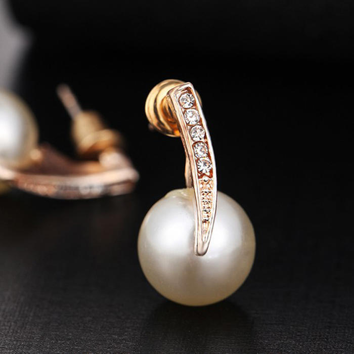 Fashion Crystal Faux Pearl Color Earring Necklace Rhinestone Set Women Bridal Wedding Jewelry Gifts