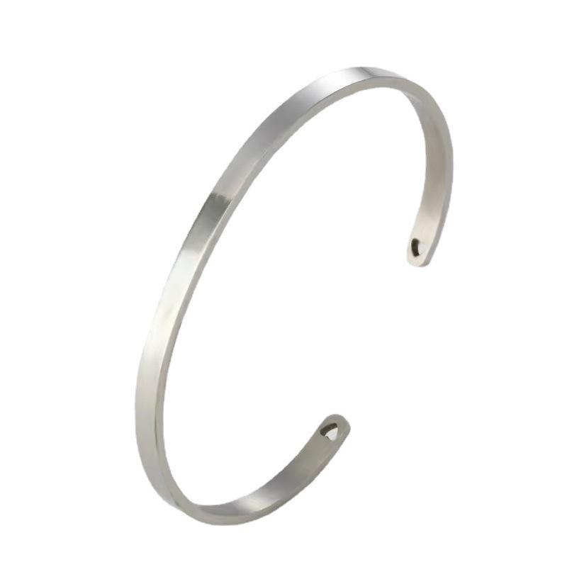 St. Delan Smooth Titanium Steel Couple's Open Bangle - European & American Fashion Jewelry