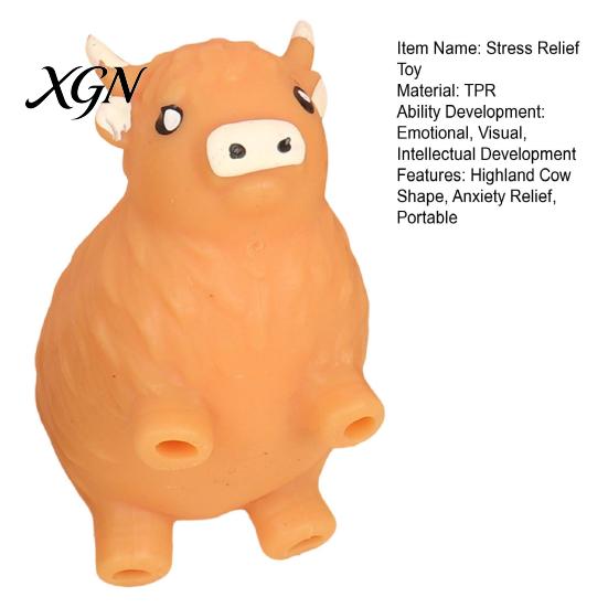 Relaxation Hand Toy Highland Cow Squeeze Anxiety Relief Cattle Sensory Soft Stretchy Animal Pinch Home Office Tool Stress