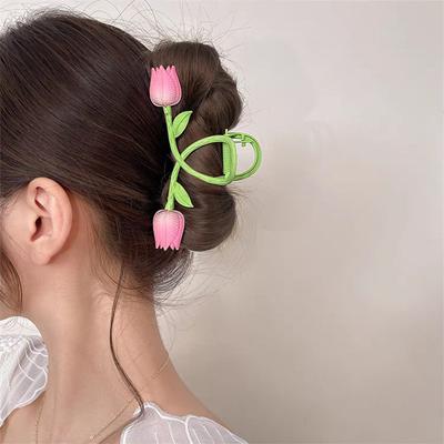 1 Stück Große Tulpenklemme, Koreanische Blumenmode Haarspange, Pan-Kopf Mode Haiklammer, Sommer-Haarspange